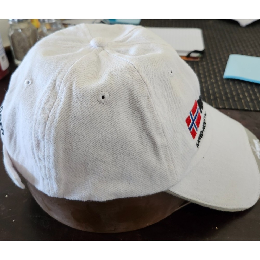Norway Ball Cap White Washed Cotton with Moose - Picture 4 of 4